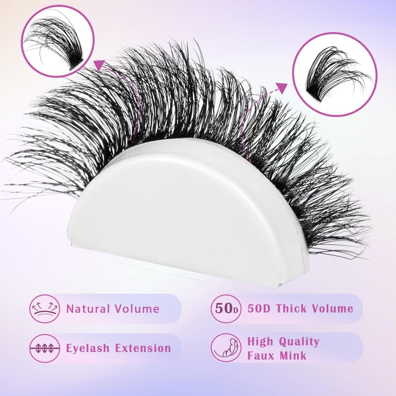 Winifred Lash Extension Kit Lash Clusters Thick Individual Lashes 10-16mm Eyelashes Extension Kit 50D Wispy Mink Lash Kit Cluster Lashes with Lash Bond and Seal by Winifred - Image 4