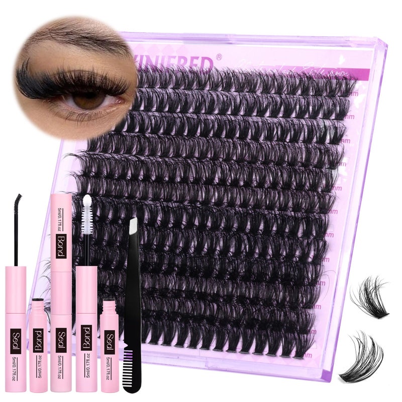 Winifred Lash Extension Kit Lash Clusters Thick Individual Lashes 10-16mm Eyelashes Extension Kit 50D Wispy Mink Lash Kit Cluster Lashes with Lash Bond and Seal by Winifred - Image 1