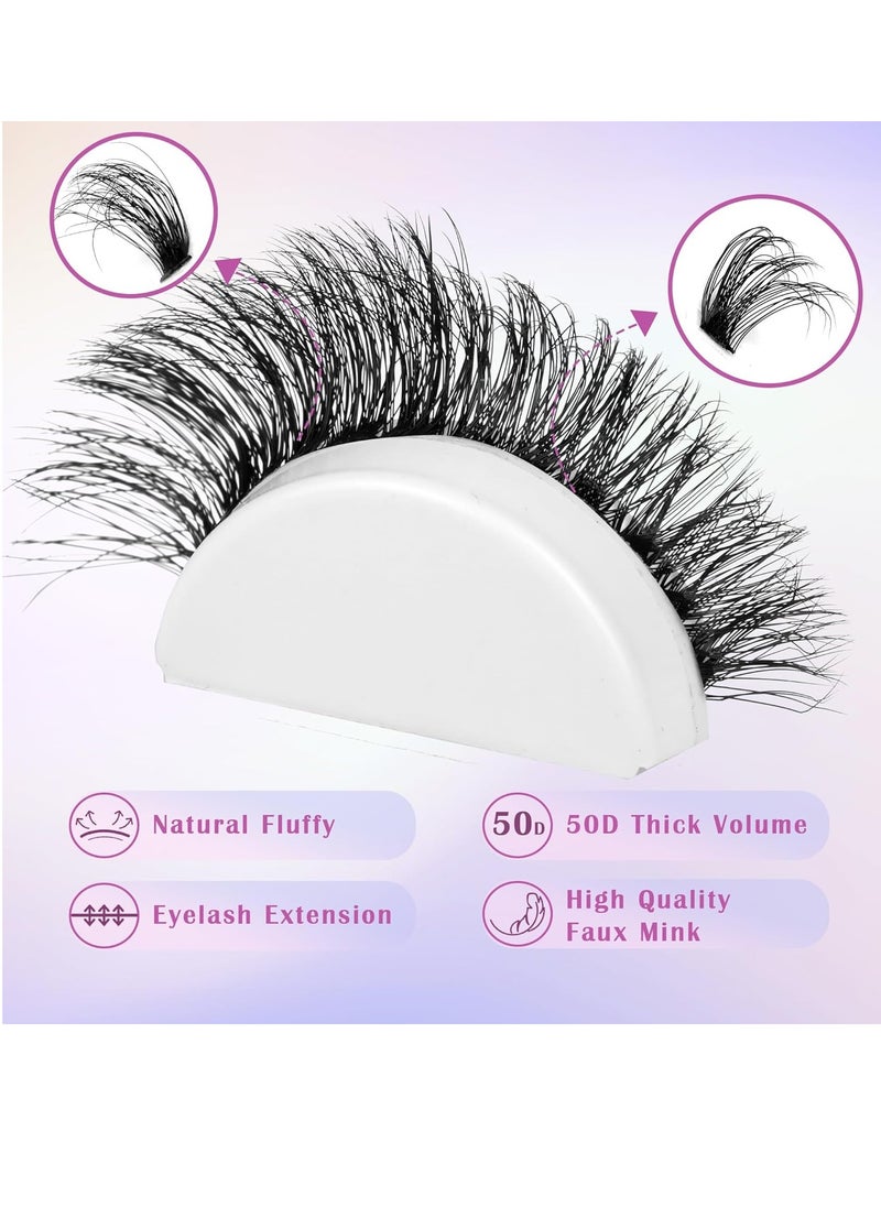 Winifred - Fluffy Lash Extension Kit Lash Clusters Thick Individual Lashes 10-16mm Eyelashes Extension Kit 50D Wispy Mink Lash Kit Cluster Lashes with Lash Bond and Seal by Winifred - Image 1