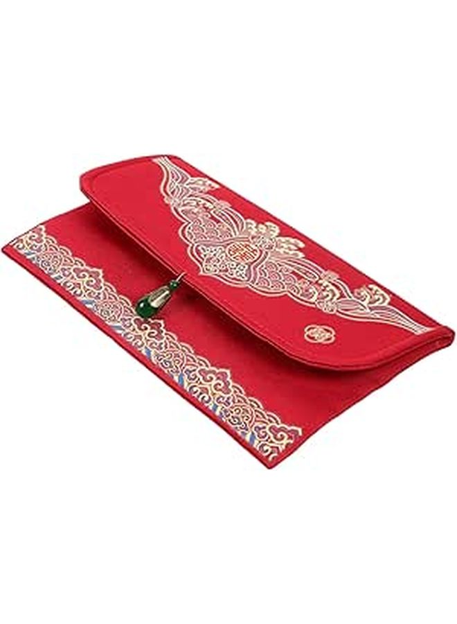 Red Fabric Chinese Wedding Money Packet for Engagement Traditional Red Envelope - Image 1
