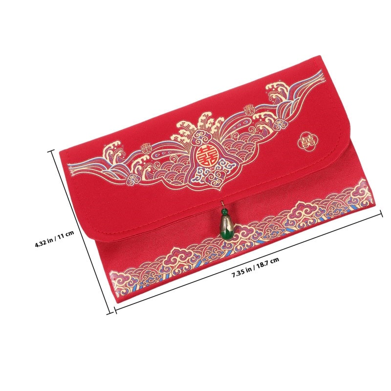 Red Fabric Chinese Wedding Money Packet for Engagement Traditional Red Envelope - Image 3