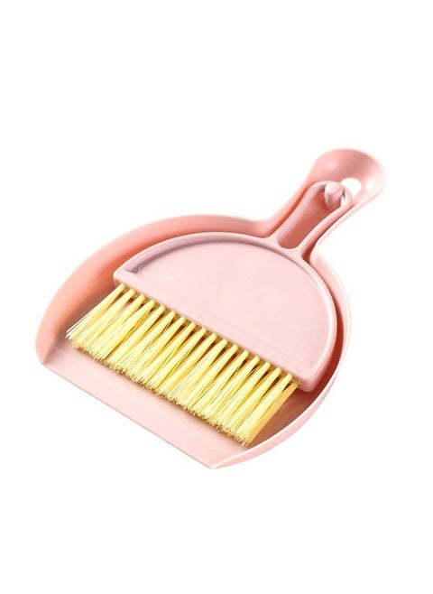 Mini Dustpan Brush Set Compact Multifunctional Table Cleaner Small Broom Dust Pan for Keyboard Cleaning Pink