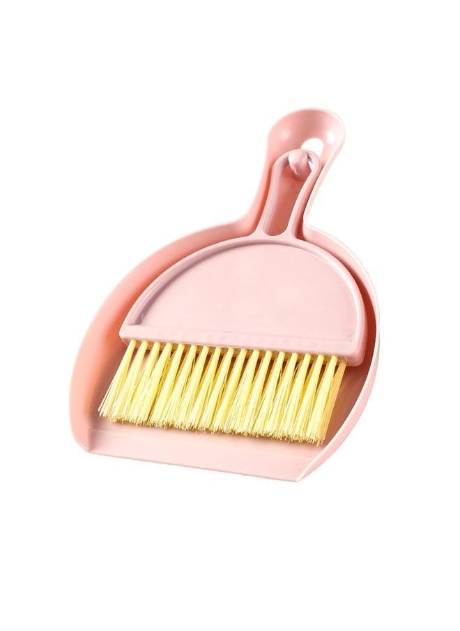 NIBEMINENT - Mini Dustpan Brush Set Compact Multifunctional Table Cleaner Small Broom Dust Pan for Keyboard Cleaning Pink - Image 1