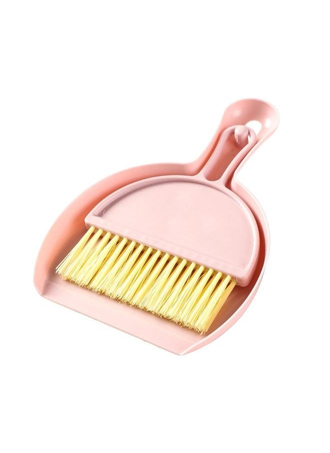 NIBEMINENT - Mini Dustpan Brush Set Compact Multifunctional Table Cleaner Small Broom Dust Pan for Keyboard Cleaning Pink - Image 1