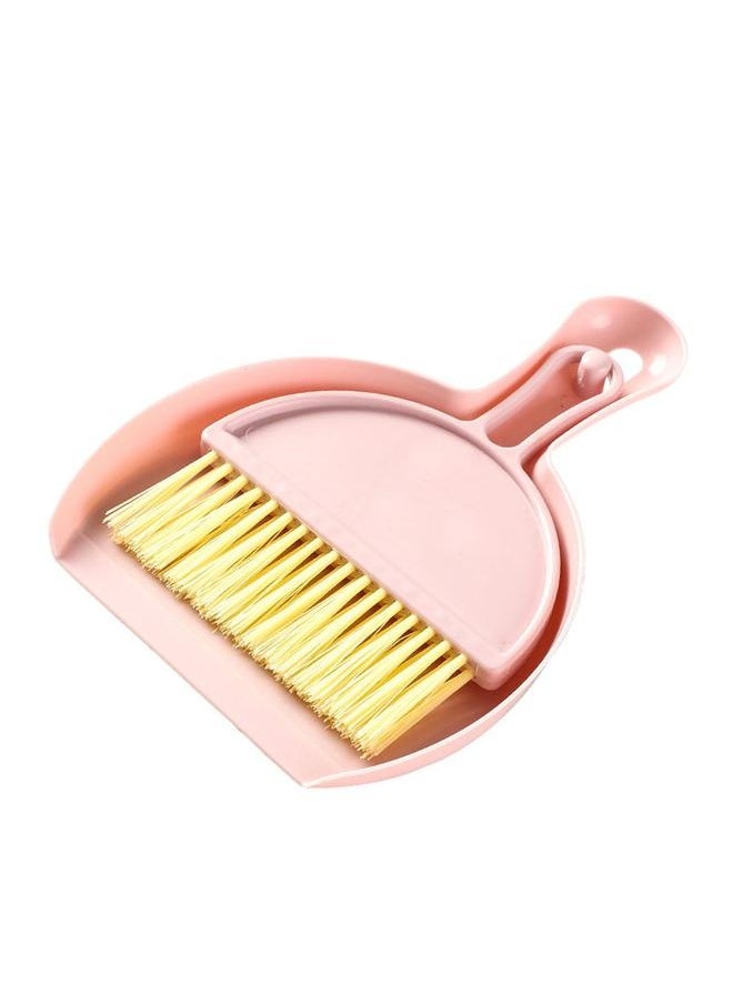 NIBEMINENT - Mini Dustpan Brush Set Compact Multifunctional Table Cleaner Small Broom Dust Pan for Keyboard Cleaning Pink - Image 1