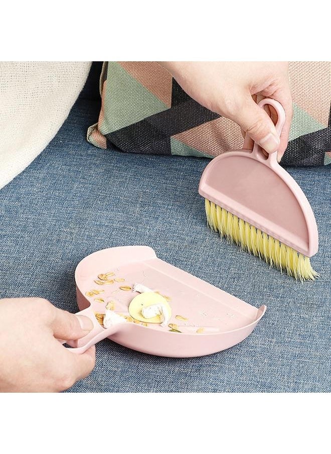 NIBEMINENT - Mini Dustpan Brush Set Compact Multifunctional Table Cleaner Small Broom Dust Pan for Keyboard Cleaning Pink - Image 1