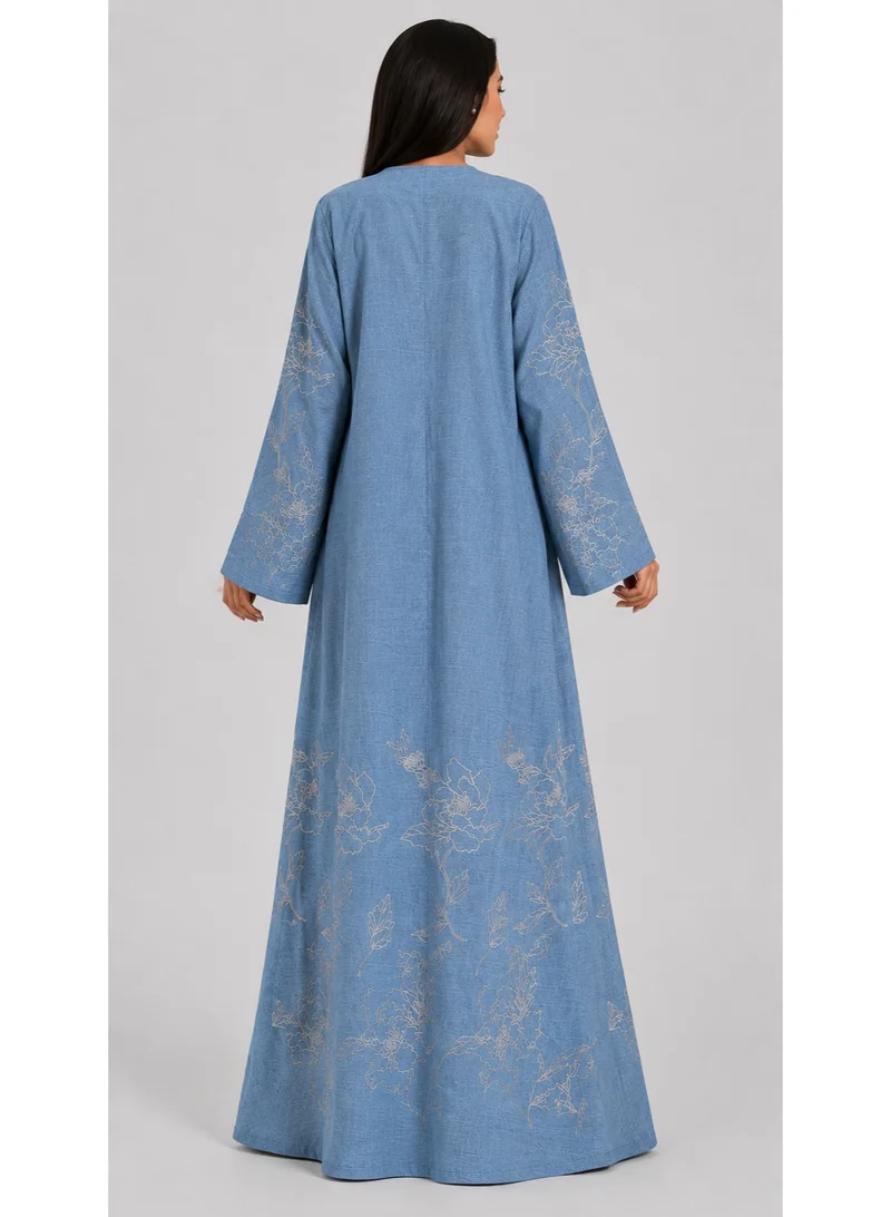 Reem Abayas Women's Powder Blue Abaya with Matching Sheila
