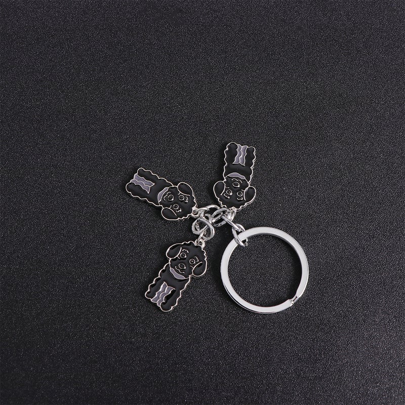 2pcs Poodle Shape Car Keychain Metal Dog Shape Car Keyring Decorations Hanging Pendant (Poodle Black) - Image 3