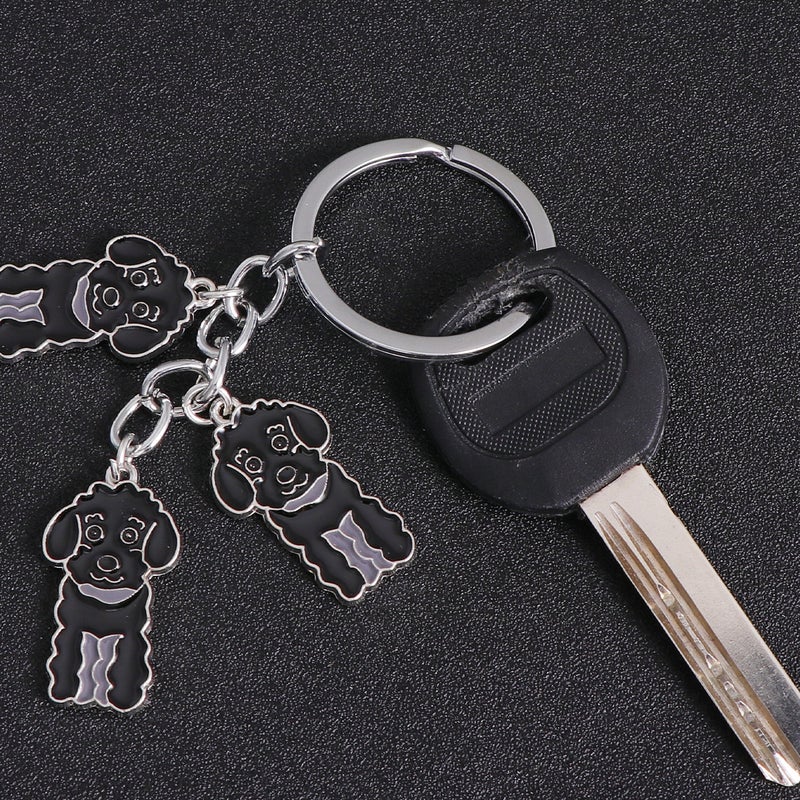 2pcs Poodle Shape Car Keychain Metal Dog Shape Car Keyring Decorations Hanging Pendant (Poodle Black) - Image 2