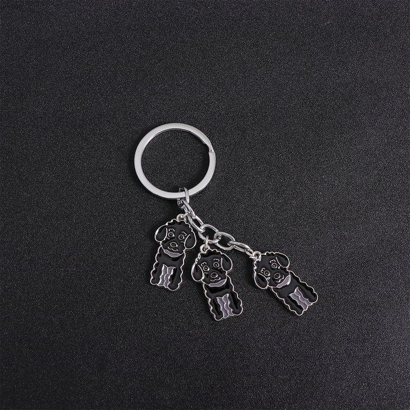 2pcs Poodle Shape Car Keychain Metal Dog Shape Car Keyring Decorations Hanging Pendant (Poodle Black) - Image 5