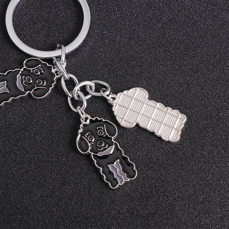 2pcs Poodle Shape Car Keychain Metal Dog Shape Car Keyring Decorations Hanging Pendant (Poodle Black) - Image 4