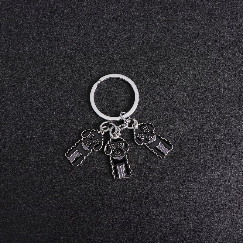 2pcs Poodle Shape Car Keychain Metal Dog Shape Car Keyring Decorations Hanging Pendant (Poodle Black) - Image 1
