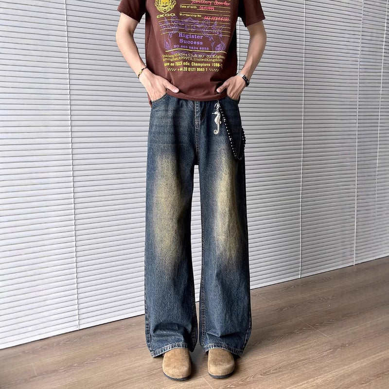 Unisex Classic Denim Jeans Loose Fit Daily Outdoor Wear - Image 1
