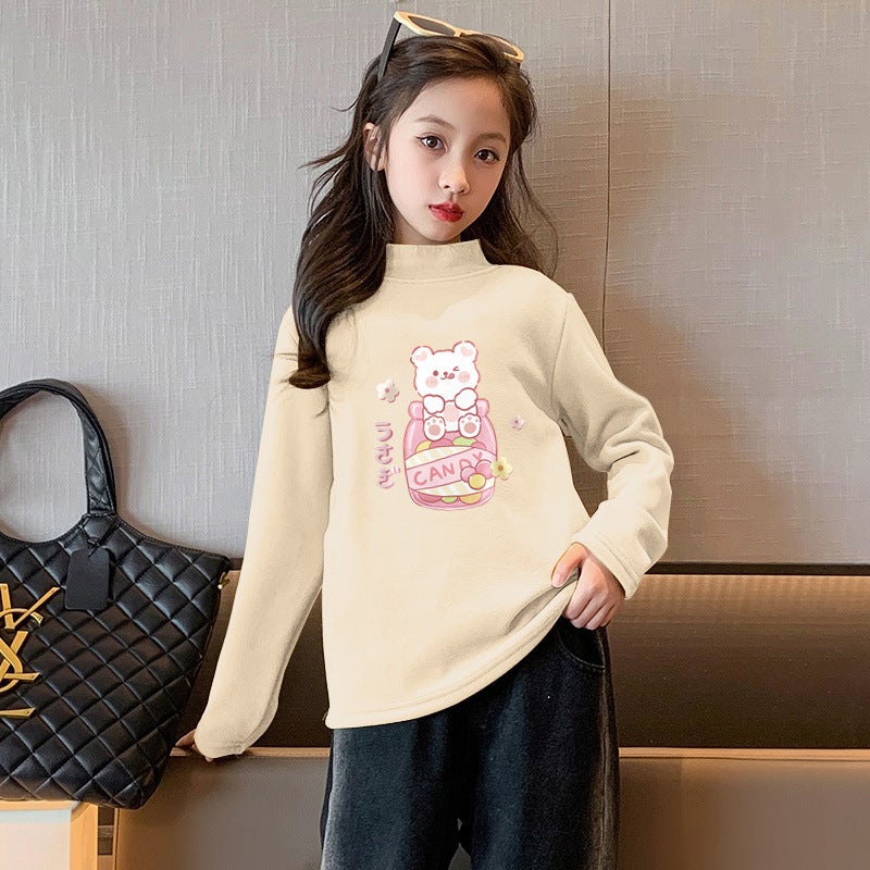 Y2103# Baby Long Sleeve T-Shirt De Rong Wear Thin Girls' Jacket Autumn Girls' Clothes Children'S Foreign Style T - Image 1
