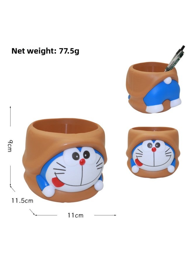 Cartoon Doraemon Pen Storage Creative Cute Ding-Dang Cat Hand Ornaments Office Desktop Children's Stationery 