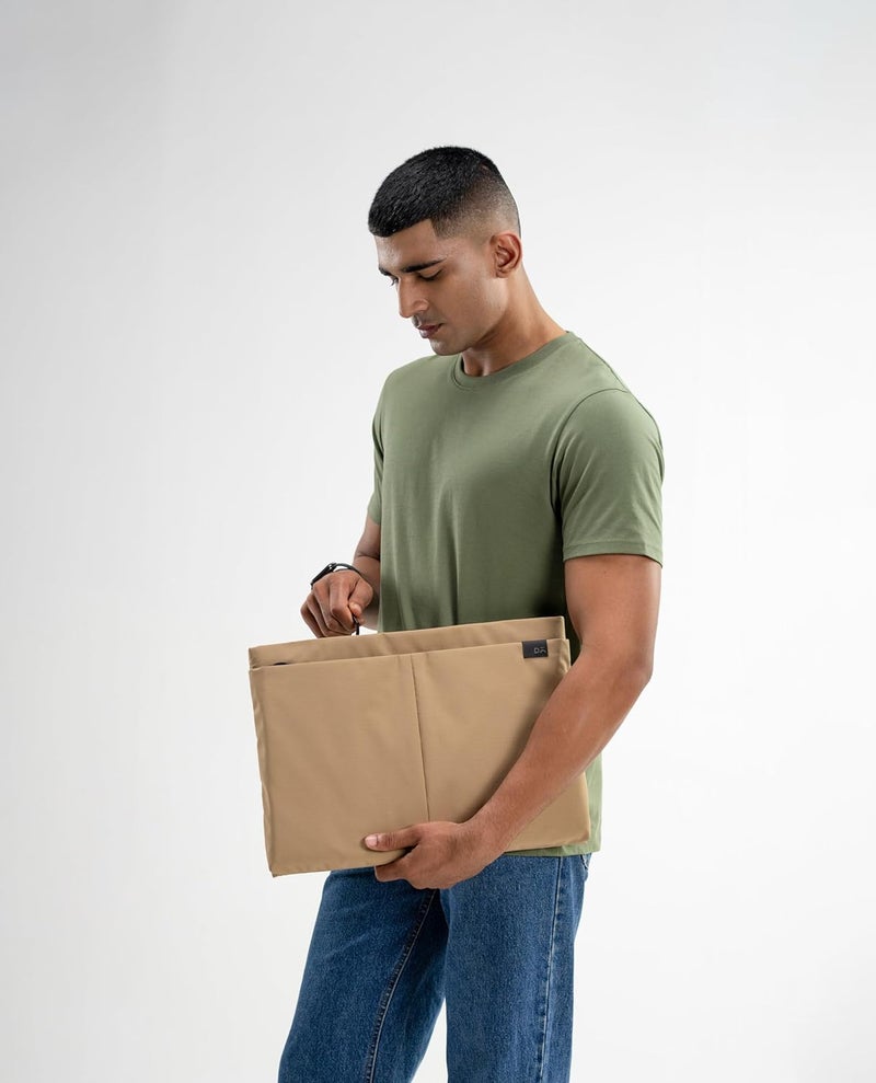 Daily Objects Medium Portable Pivot Laptop Sleeve |Recycled Nylon| Durable|Lightweight|Water Repellent|Padded Zipper|Fits Laptop/MacBook Air/Pro-upto 14"|For Men and Women|Office and Daily use (Beige) - Image 2