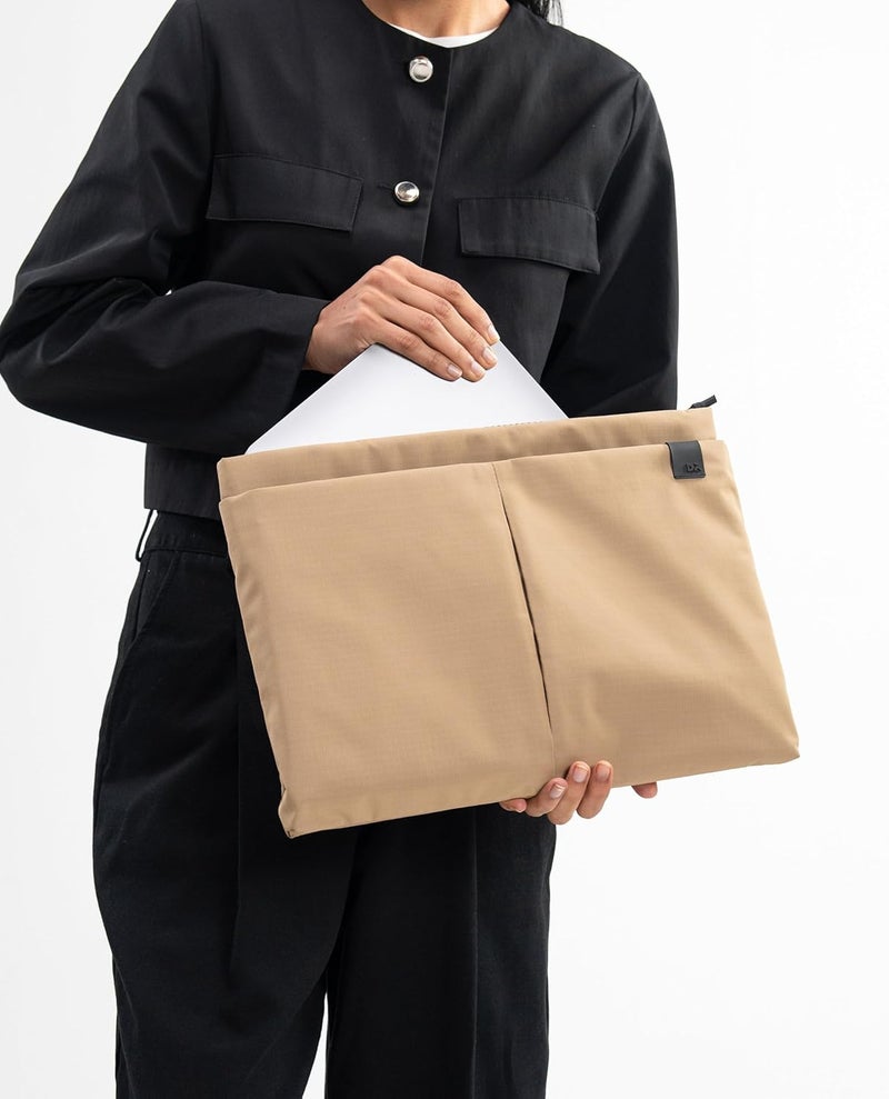 Daily Objects Medium Portable Pivot Laptop Sleeve |Recycled Nylon| Durable|Lightweight|Water Repellent|Padded Zipper|Fits Laptop/MacBook Air/Pro-upto 14"|For Men and Women|Office and Daily use (Beige) - Image 3