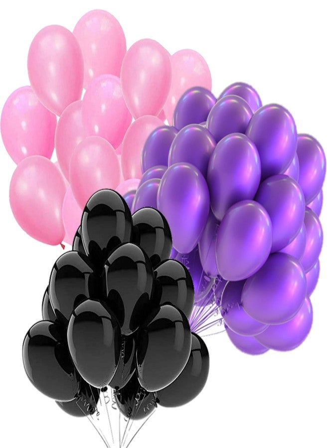 DUL DUL metallic balloons pack of 10 pcs Pink,10 pcs Purple,10 pcs Black (PINK+PURPLE+BLACK, 30) - Image 1