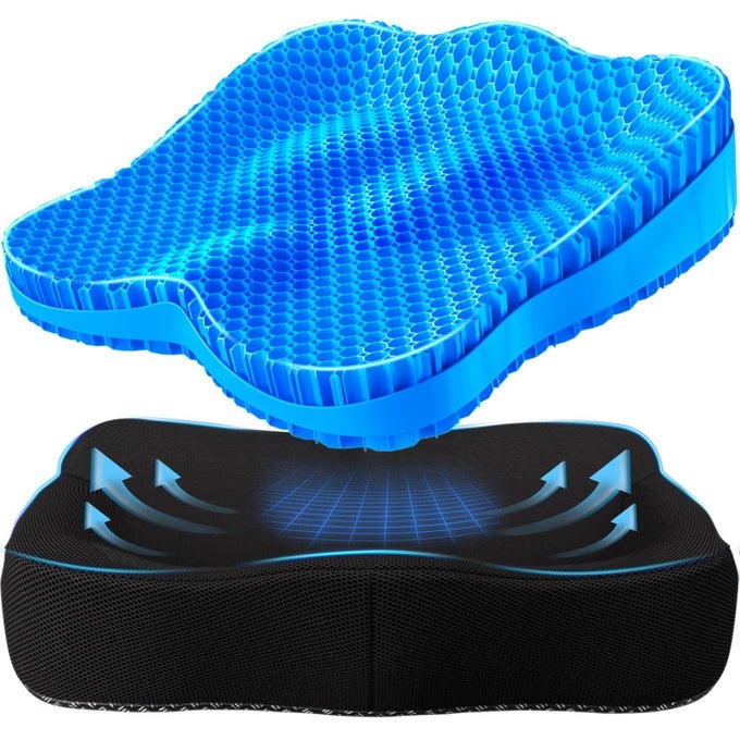 GEL SEAT CUSHION THICKEN BIG OFFICE CHAIR CUSHION CHAIR SEAT PADS FOR LONG SITTING SCIATICA HIP PAIN RELIEF EGG SEAT CUSHION FOR WHEELCHAIR CAR OFFICE HOME TRAVEL OUTDOOR