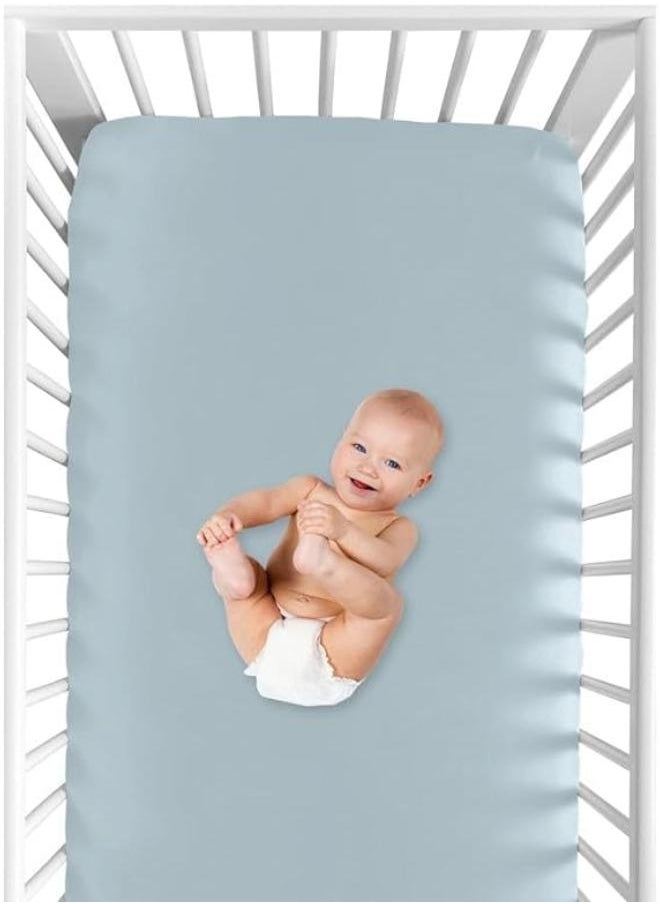 Mamas Gift - Cotton Fitted Sheet, 120 cm x 60 cm Size, Blue - Image 1