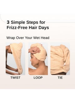 BARE ANATOMY Bare Anatomy Microfiber Hair Wrap- Super Absorbent & Lightweight | Fast and Heatless Hair Drying| Non-Slip Design | for All Hair Types | Pack of 1 Comes in Any Random Colour  - Image 4