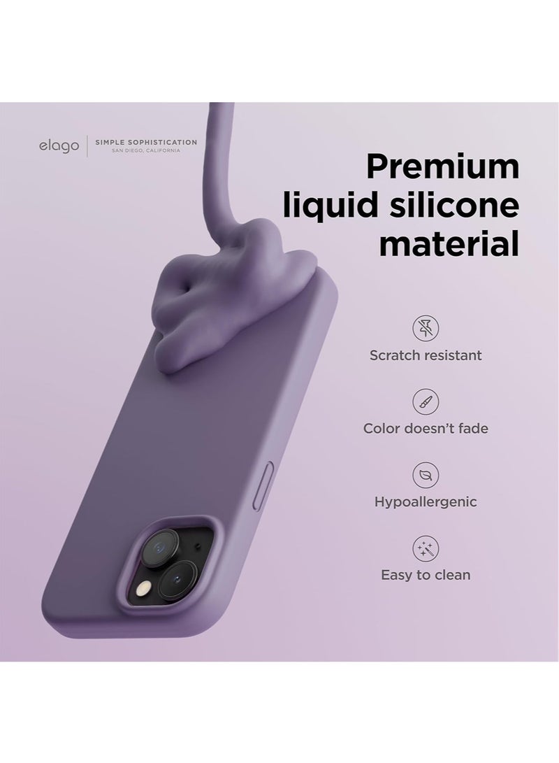 Elago Liquid Silicone for iPhone 15 Case Cover Full Body Protection, Shockproof, Slim, Anti-Scratch Soft Microfiber Lining - Deep Lavender - Image 3