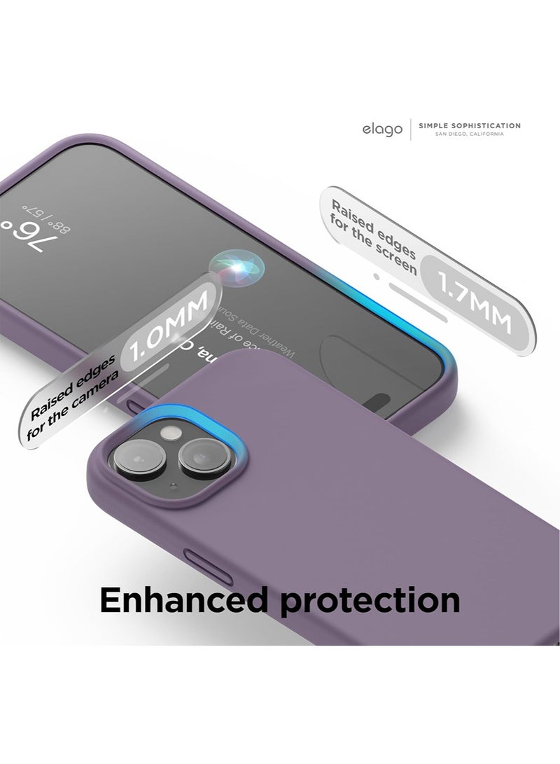 Elago Liquid Silicone for iPhone 15 Case Cover Full Body Protection, Shockproof, Slim, Anti-Scratch Soft Microfiber Lining - Deep Lavender - Image 5