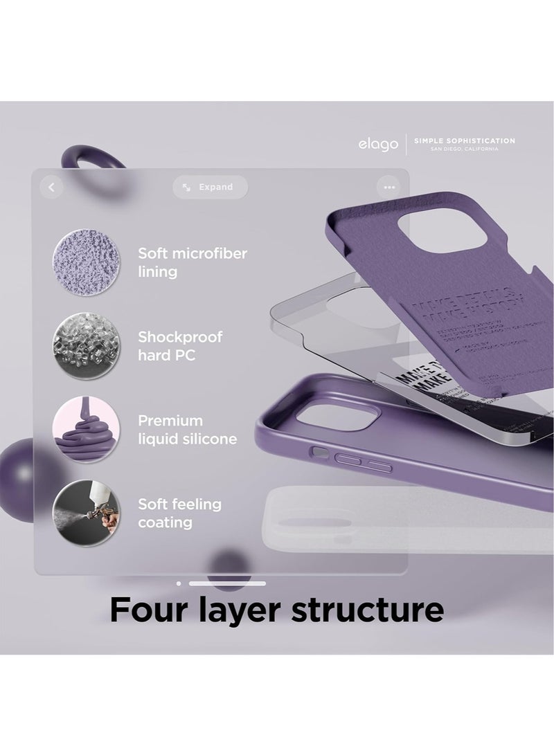 Elago Liquid Silicone for iPhone 15 Case Cover Full Body Protection, Shockproof, Slim, Anti-Scratch Soft Microfiber Lining - Deep Lavender - Image 4