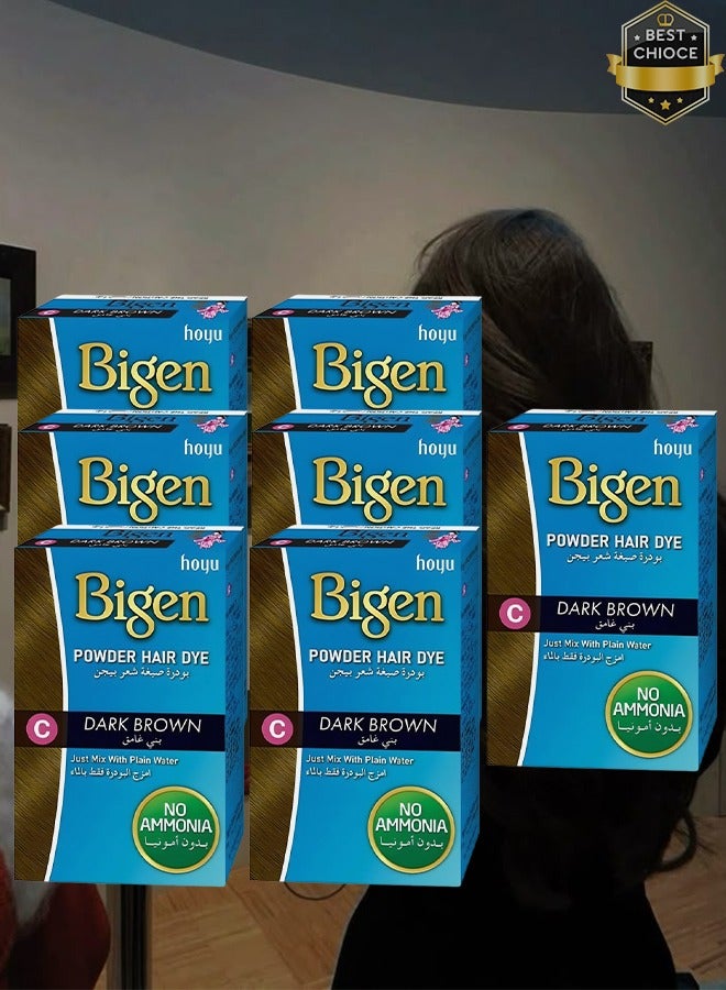 بايجن 7 قطع بودرة صبغ الشعر باللون البني الداكن مع الماء العادي بدون أمونيا 6 جرام - Image 1