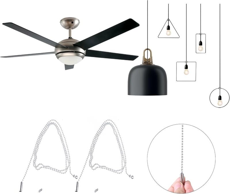 Metal Pull Chain Extension 1 Meter With Connector For Ceiling Fan Light Fixture - Image 3