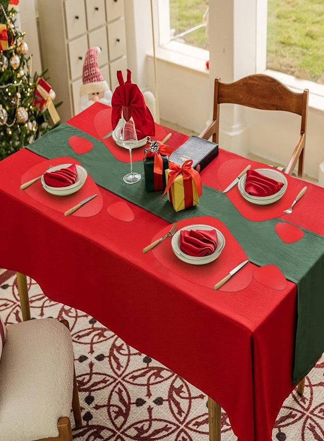 Stuffygreenus Set of 6 Red Vinyl Placemats with Coasters 16.5 Inch Pebble Shaped Vinyl Placemats Faux Leather Red Place Mats for Xmas Winter Party Kitchen Dining Table Decorations - Image 4