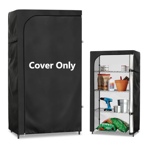 Rileytee Wire Shelf Cover,Heavy Duty 600D Dustproof Waterproof Shelf Covers for Wire Shelving,Outdoor Storage Rack Cover for Wire Rack with Zipper,Black,36"W x 16"D x 72"H - Image 1