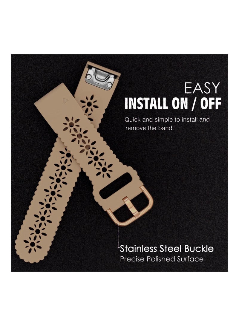 Captaintech Watch Band Waterproof Wristband Strap Lace Silicone for Garmin Fenix 7S Fenix 6S Fenix 5S Instinct 2S for Quick Fit 20mm Soft Silicone Sport Hollowed-out Slim Wrist Strap for Descent Mk2S - Image 4