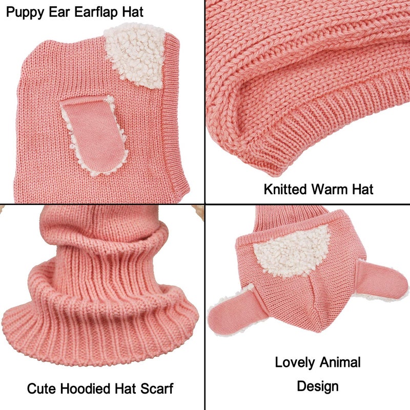 Bienvenu Toddler Hat Scarf Earflap Hoodie, Pink, One Size - Image 5