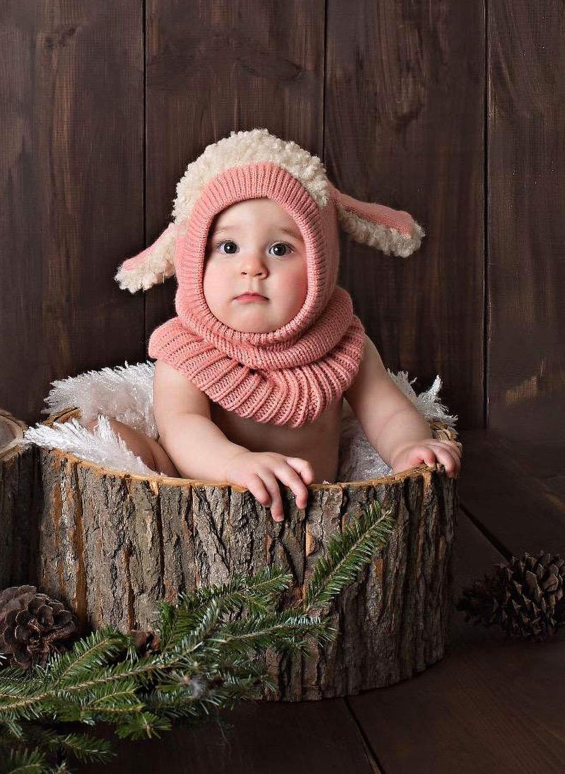 Bienvenu Toddler Hat Scarf Earflap Hoodie, Pink, One Size - Image 2