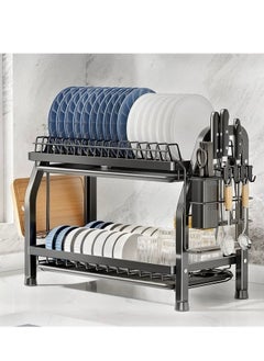2-layer metal dish rack saves space and organizes the kitchen