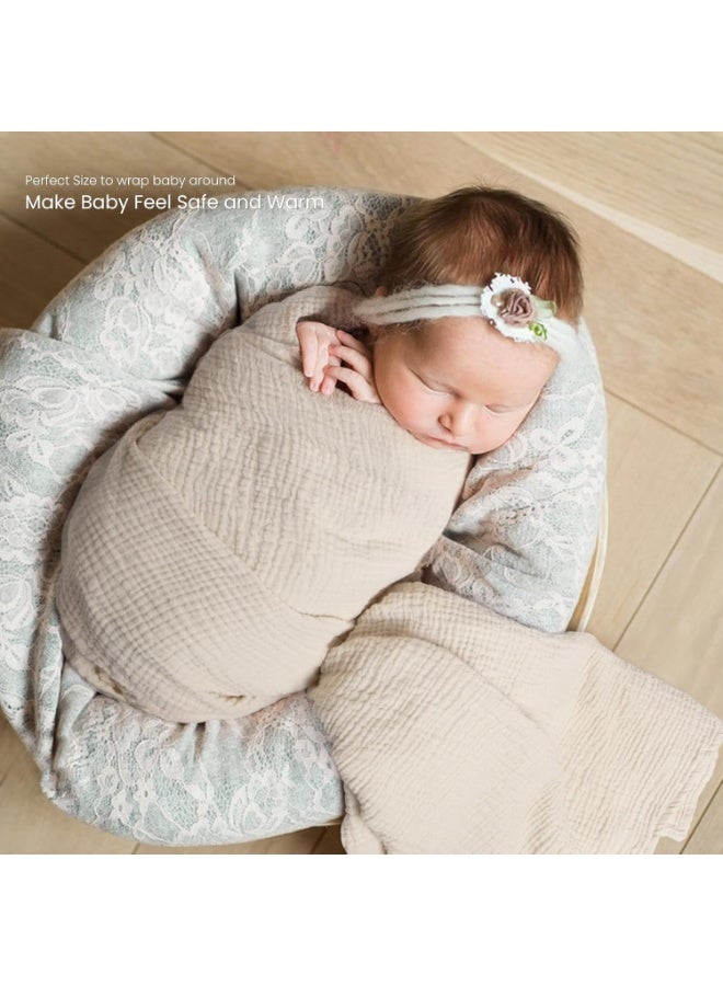 Muslin Swaddle بطانية - قطن طفل استلام بطانية ناعمة محايدة 2Pack (الكراميل) - Image 2