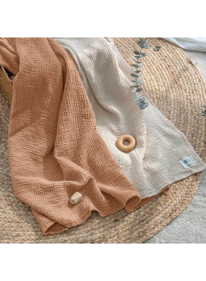 Muslin Swaddle بطانية - قطن طفل استلام بطانية ناعمة محايدة 2Pack (الكراميل) - Image 4