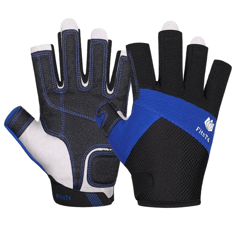 FitsT4 Sports Kayaking Gloves 3/4 or Full Finger Padded Palm Fingerless Gloves for Men Women Youth Perfect for Sailing Paddling Canoeing Boating Workout Rowing SUP and Other Water Sports - Image 1