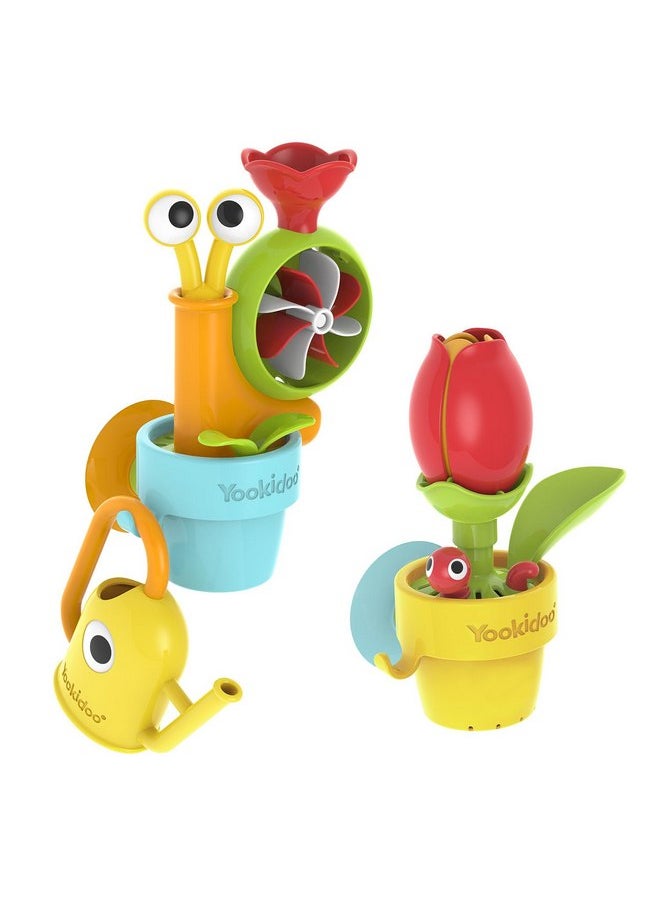 Yookidoo Yookidoo Toddler Baby Bath Toy (Ages 1-3) Garden Adventure Set Bundle: Snail & Flower with Watering Can (Mold Free) Attach to Any Tub or Shower Fun for Bath Time - Great for Boys , Girls , & Kids  - Image 3