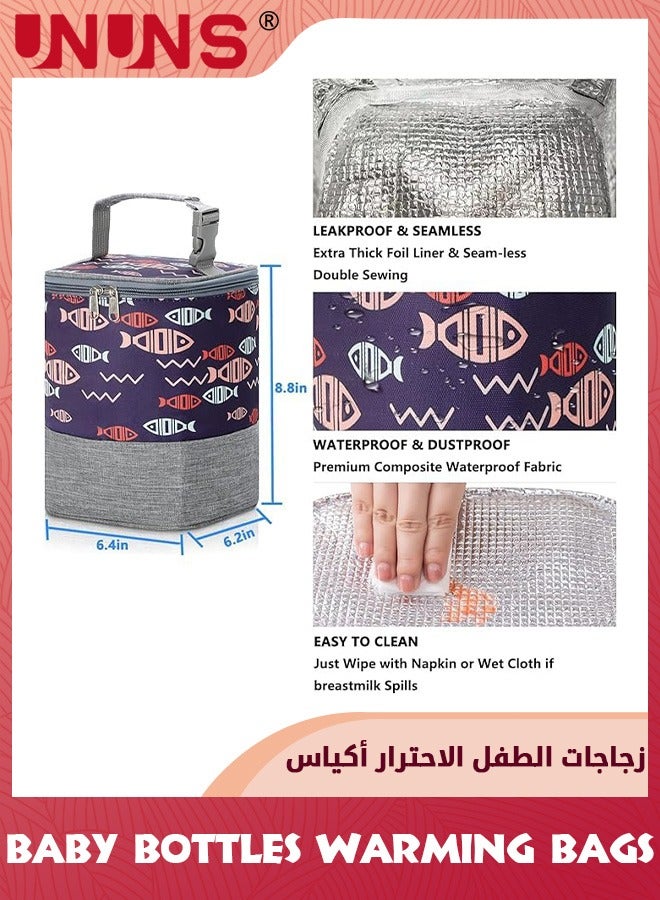 UNUNS حقيبة زجاجات الأطفال مع موزع تركيبة مكون من 4 طبقات، حقائب تبريد زجاجات الأطفال المحمولة، حاوية موزع مسحوق الحليب للسفر، حقيبة تخزين طعام تغذية الأطفال للأم المرضعة - Image 2