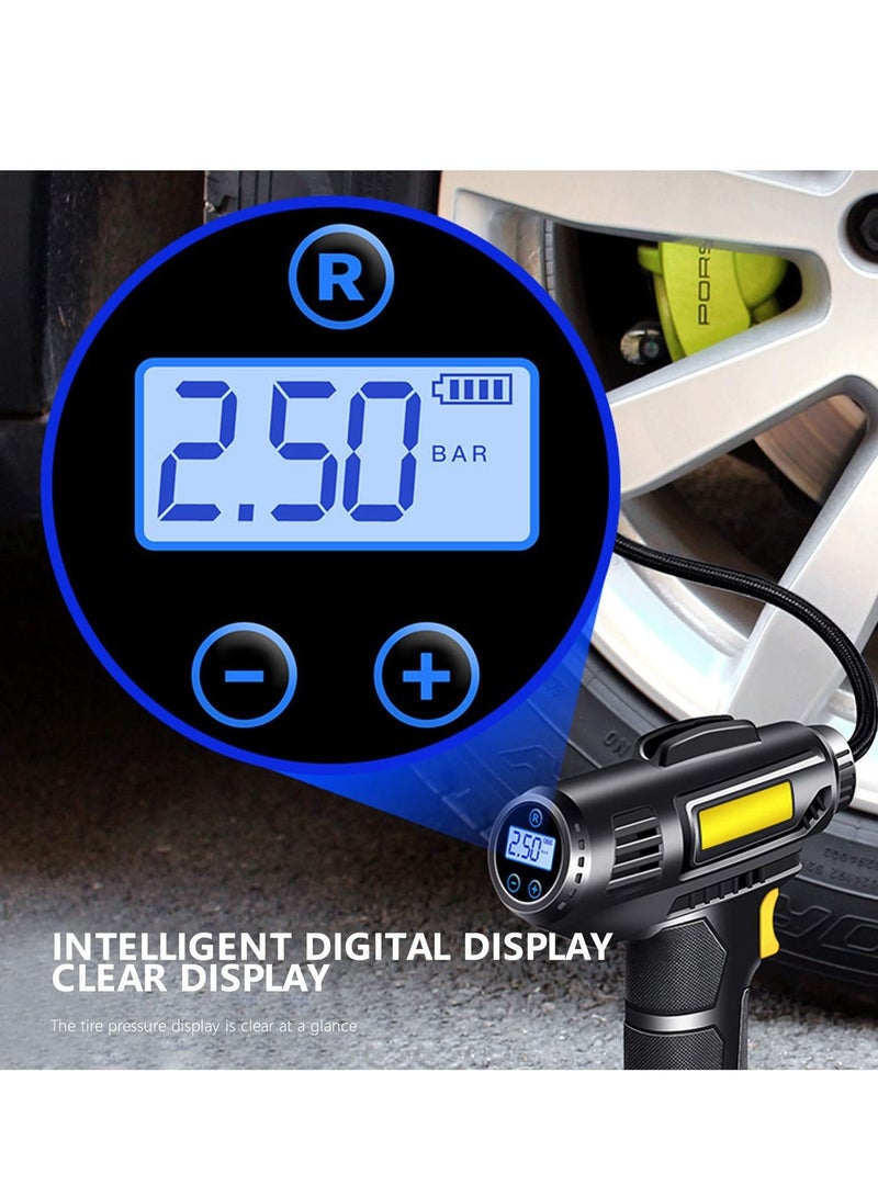 Excefore Tire Inflator, Rechargeable Lithium Ion Battery Portable Handheld Fast Inflation Auto Tire Pump with Digital Pressure Gauge for Car Motorcycles Tires  - Image 5