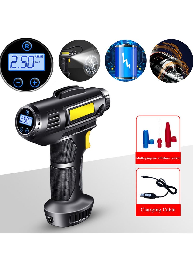 Excefore Tire Inflator, Rechargeable Lithium Ion Battery Portable Handheld Fast Inflation Auto Tire Pump with Digital Pressure Gauge for Car Motorcycles Tires  - Image 1