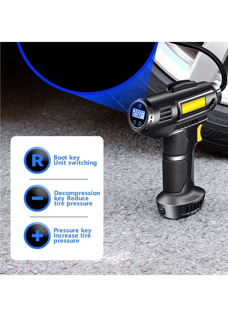 Excefore Tire Inflator, Rechargeable Lithium Ion Battery Portable Handheld Fast Inflation Auto Tire Pump with Digital Pressure Gauge for Car Motorcycles Tires  - Image 4