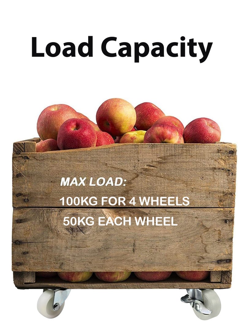 Toshionics Pack Of 4 Pcs Rotating Wheel Heavy Duty 360 Degree 45mm Rotary Swivel Ball Bearing Castor Nylon Wheels 2 Lockable Casters With Brake Replacement For Office Trolleys Home Furniture Carts  - Image 3