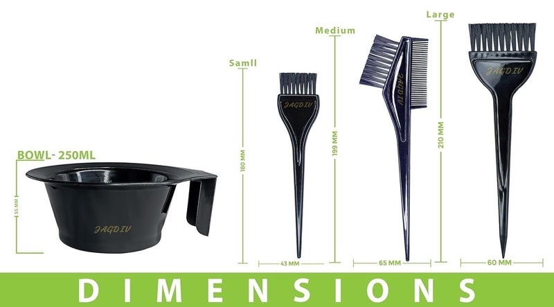 JAGDIV Professional Use Hair Coloring Dyeing Kit Brush with Bowl,Double Ended Extra Applicator Brushes, Reusable, Easy to Clean Tools for Salon Style Hair Color at Home - Image 5
