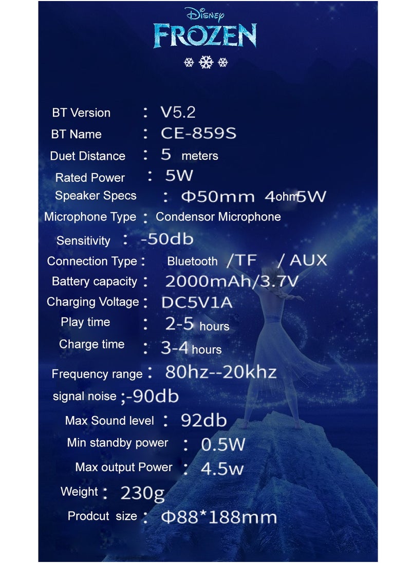 Disney - Disney Frozen Microphone Bluetooth Speaker Large Volume Karaoke Audio Player with Sound Effects - Image 1