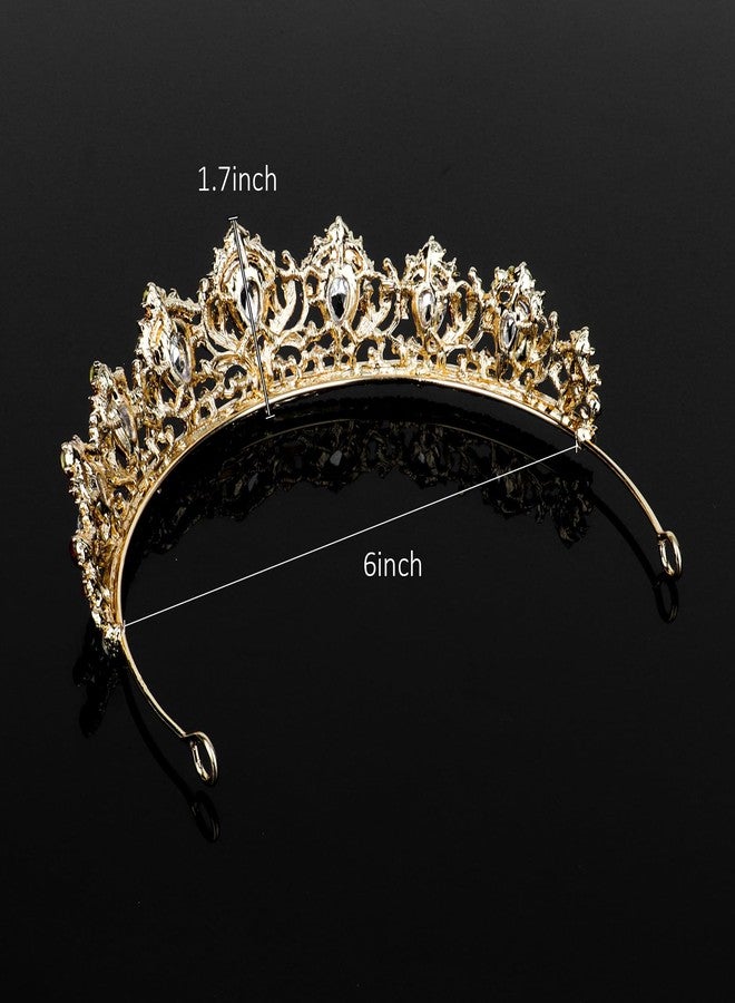 أماريفير تاج زفاف ذهبي مرصع بالكريستال من أماريفير للنساء، تيجان ملكية، عصابة رأس أميرة، تيجان مرصعة بأحجار الراين الحمراء للعروس، إكسسوارات شعر براقة لحفلات أعياد الميلاد وحفلات التخرج وحفلات التتويج. - Image 2