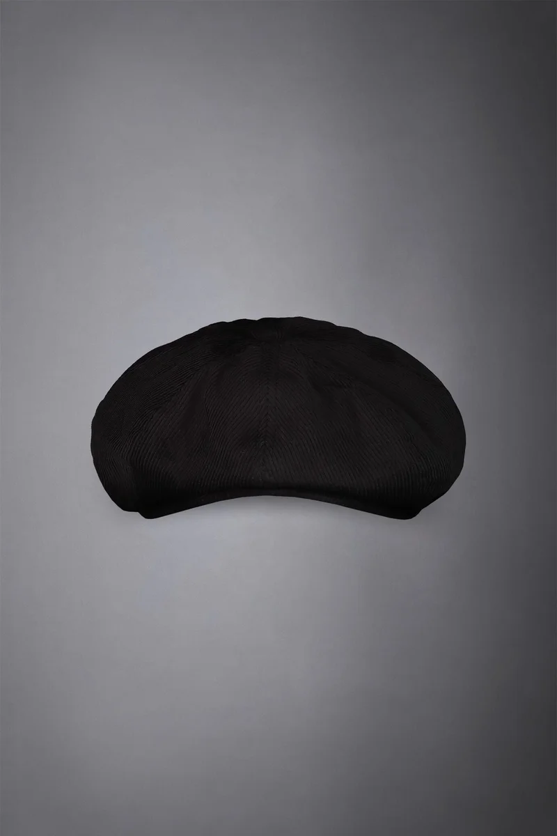 Men's corduroy flat cap - Black