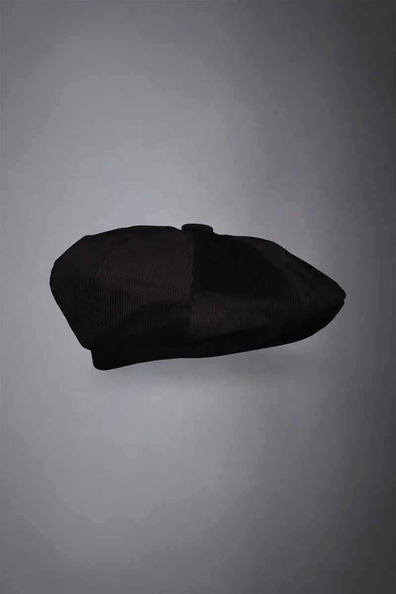 Doppelganger Black Men's corduroy flat cap - Black for Men | Best Price UAE